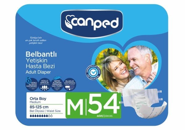 Canped Belbantlı Hasta Bezi Orta (M) 54 Adet (9X6)