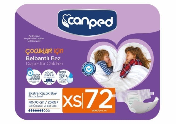 Canped Belbantlı Hasta Bezi Extra Küçük (XS) 72 Adet (12X6)