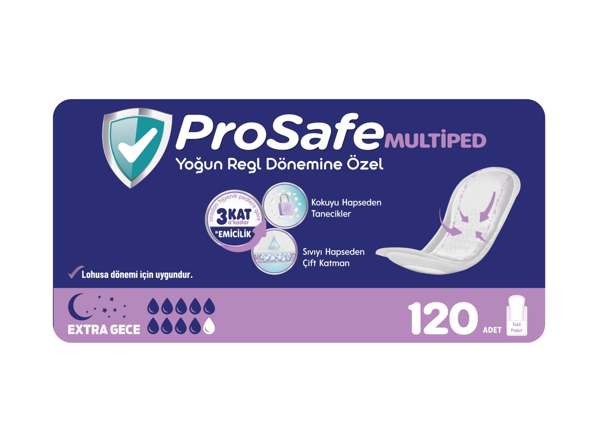 Prosafe Multiped Extra Gece 120 Adet (10X12)